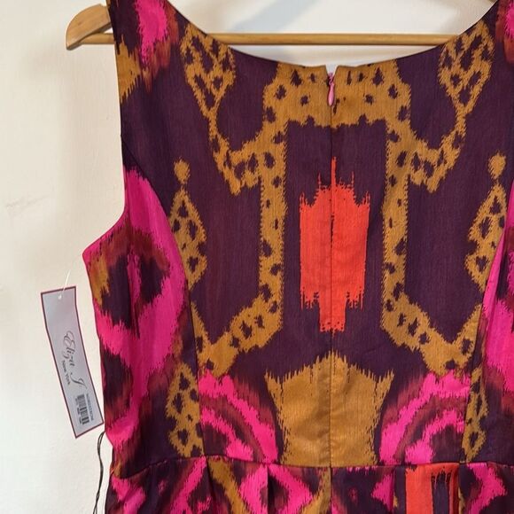Nordstrom Eliza J NWT Ikat Print Sleeveless Dress 12 Pink Green Gold Fit & Flare - Picture 6 of 12